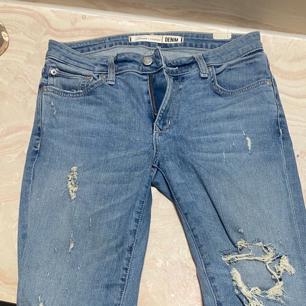 Lovers and Friends Distressed Low Rise Jeans